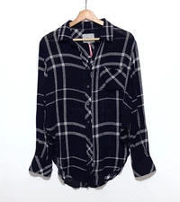 Rails x Free People Charli Plaid Shirt Button Top Linen Rayon Women's XS