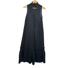Urban Outfitters Annabelle Ruffle Mock Neck gauzy midi dress blk sz SP