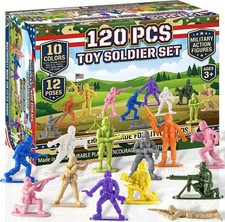 120Pcs Army Men Toy Soldier Action Figure Playset with 10 Color and 12 Pose Clas