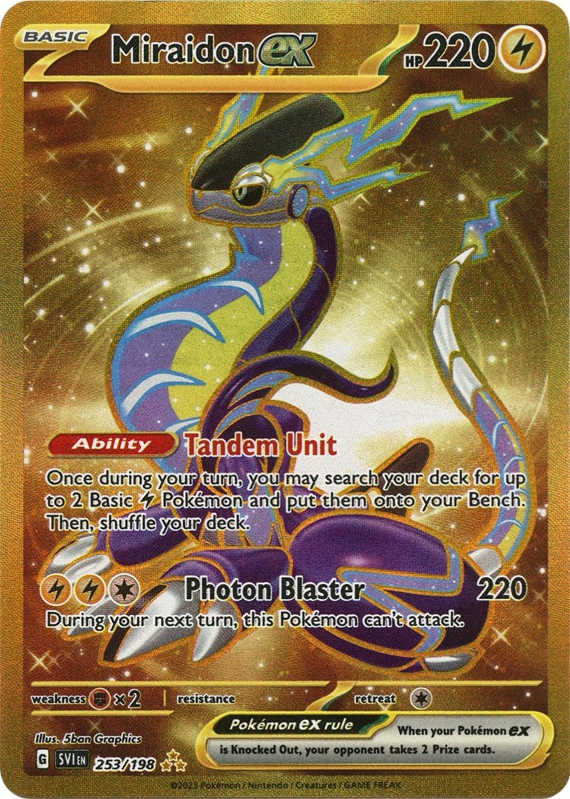 Miraidon Ex - 253/198 - Pokemon Scarlet Violet Base Secret Rare Card NM