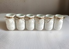 Set of 6 chalk painted distressed mason jar vases  mix  match colors 