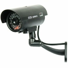 IR Bullet Fake Dummy Surveillance Security Camera CCTV Record Light - Black