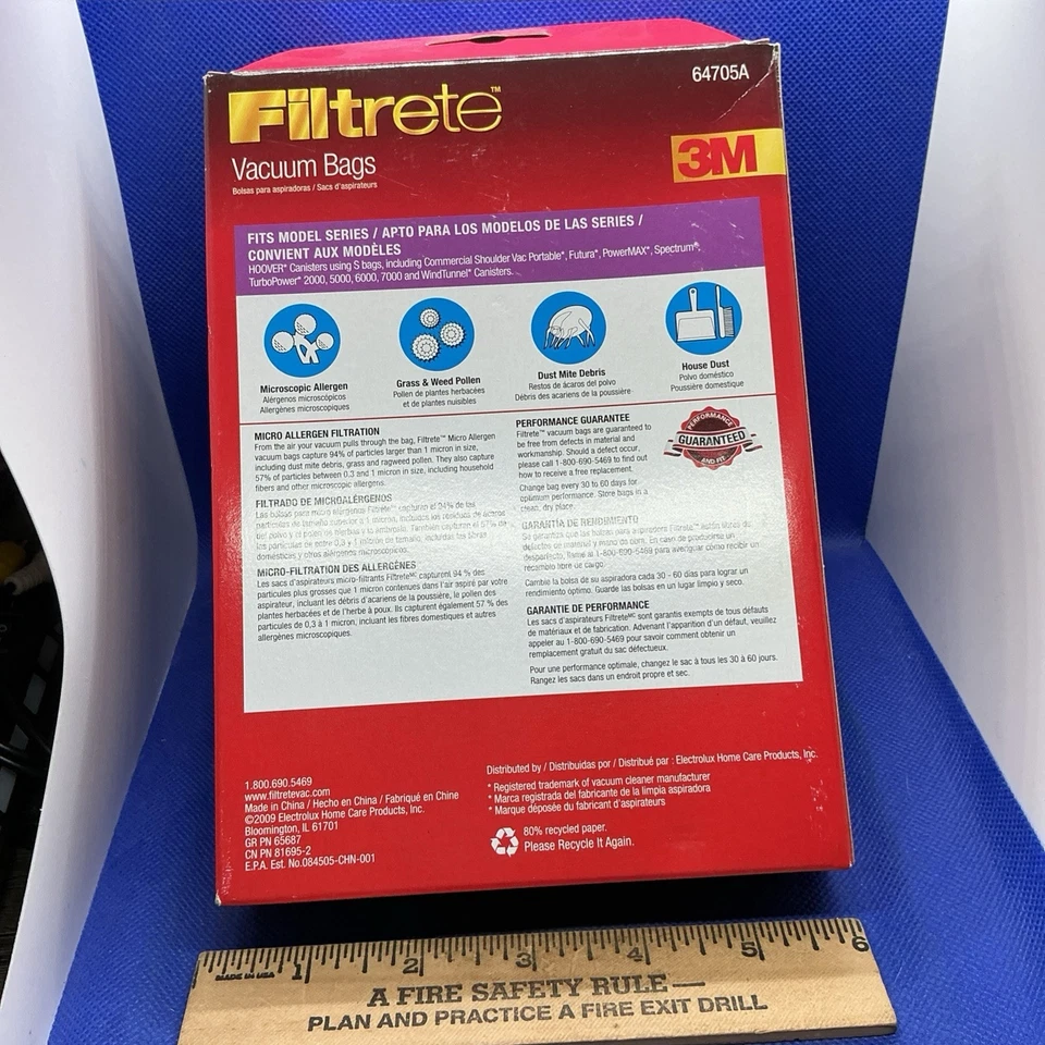Filtrete 3M Hoover S Micro Allergen Vacuum Bags 3 Ct 64705A NEW. S36 - Image 2 of 2