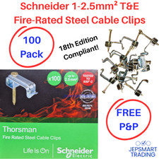 SCHNEIDER 1- 2.5mm² Twin & Earth Fire-Rated Steel Cable Clips 100PACK! T&E Clip