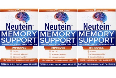 3 Pack Neutein Natural Memory Support Supplement Cognitive Support 60 Capsules