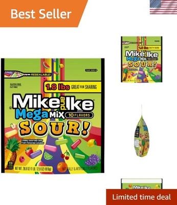 Exciting 28.8oz Mike and Ike Mega Mix Sour Candy - 10 Flavors for Fun Moments