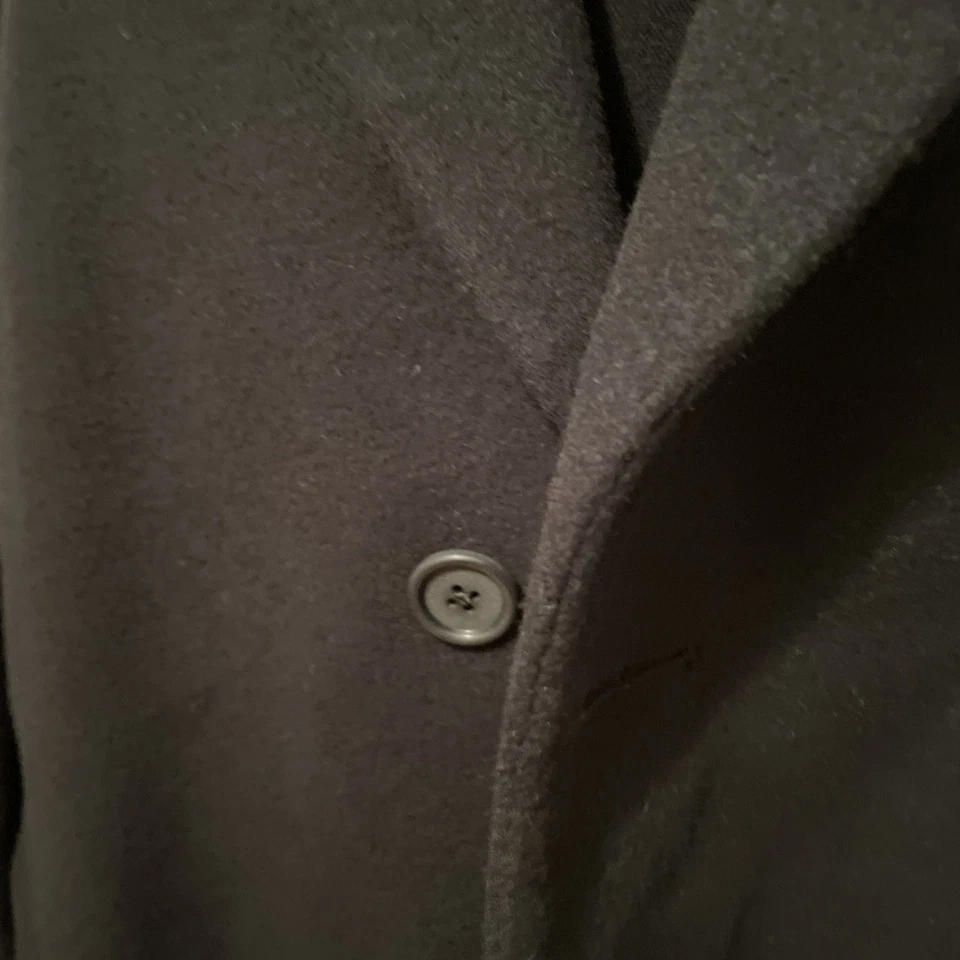 VTG Brooks Brothers Black Wool Cashmere Overcoat Mens 42R Button Down Long Lined - Image 2 of 4