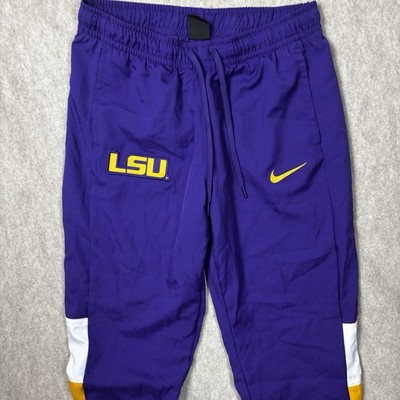 LSU Tigers NIKE Track Pants Mens M Windbreaker  Lined Dri-Fit Warm Up Snap Calf