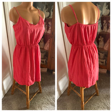 J. CREW SIMPLE DESIGN CORAL ORANGE LINEN SUNDRESS SZ M