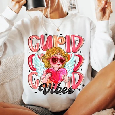 Cupid Vibes Preppy Pink Valentine Aesthetic Sweatshirt
