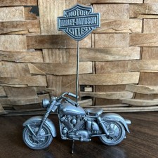 Harley Davidson Knucklehead Motorcycle & Bar & Shield Sign Pewter Card Holder