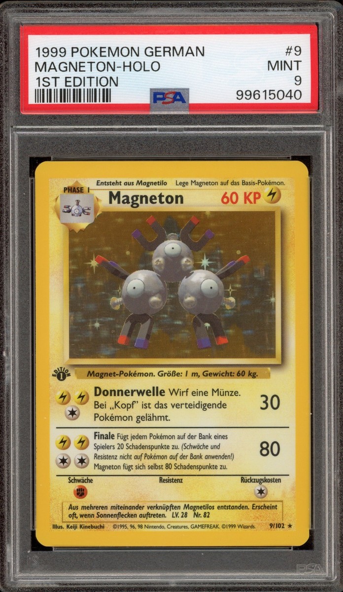 Pokemon Magneton Base Set 1st Edition GERMAN Holo Rare #9 PSA 9