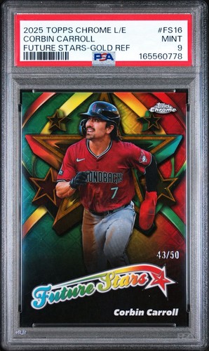 Topps 2025 Chrome Logofractor Corbin Carroll Future Stars FS-16 Gold /50 PSA 9