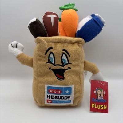 H-E-B Buddy Plush 9  Texas HEB Grocery Store Bag Sack Mascot NWT
