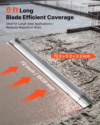 VEVOR Concrete Screed Blade 6 ft Length Aluminum Alloy Board Leveling Tool, 5.3