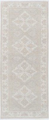 2.5x6.6 ft Hand Knotted Hallway Runner Rug. Beige Corridor Rug. Wool Kitchen Rug