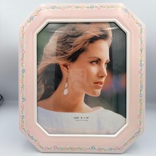 Vintage Pink Octagon Photo Frame Floral Accent 8x10 Made in Taiwan Tabletop