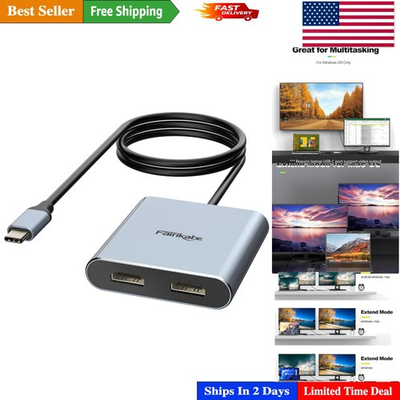 #ad USB C to Dual HDMI Hub Connect Two Monitors with Stunning 4K Support $46.79