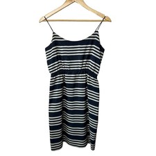 J. Crew Blouson Mini Dress Navy Blue & White Stripe Women's Size 6