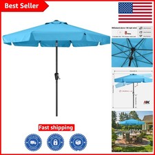 Sturdy 7.5ft Outdoor Umbrella with Easy Crank Lift Lighted Feature - Turquoise
