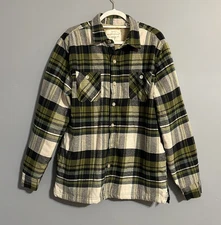 Weatherproof Vintage Men's Fleece Lined  Shirt Jacket Size M Green Plaid