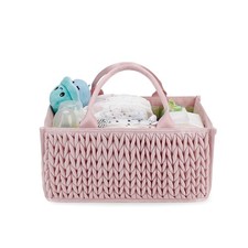 MOMIGO Baby Diaper Caddy Organizer - Fahion Mahua Water-resistent Pink