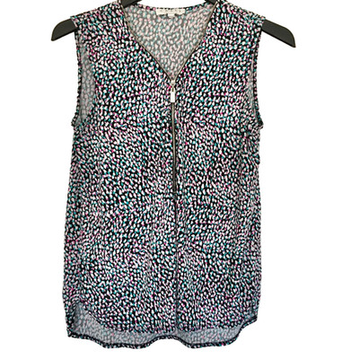 Chaus Women's Sleeveless Front  Zip V-Neck Blouse , Size M , Multicolor