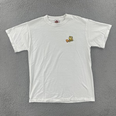 Vintage Looney Tunes Medium White Shirt Embroidered Tweety Bird Y2K Cartoon Tee