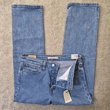Levis Wedgie Jeans Womens 28 Straight Button Fly Stone Wash 80s Classic Mom Logo