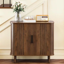 31.5" Sideboard Buffet Cabinet with Storage, Modern Walnut Accent Cabinet wit...