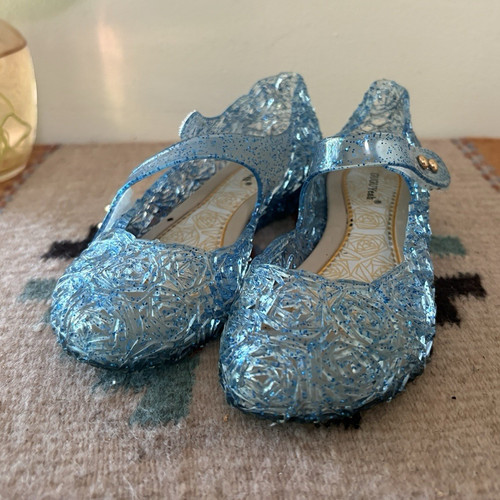 GUGUYeah Girls Blue Glitter Elsa Jelly Mary Jane Flats Buckle Round Toe Size 8.5
