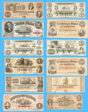 Old Currency Estate Lot ~ Confederate Obsolete Horse Blanket Large Size Notes