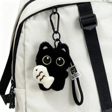 2Pcs Black Cat Plush Keychain Bag Charm Car Key Ring Cute Cat Pendant