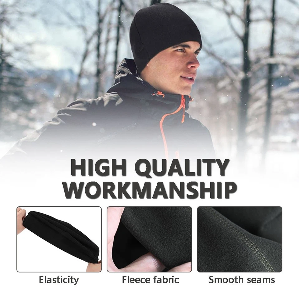 Boné térmico de inverno militar tático caveira lã quente gorro de esqui à prova de vento - Imagem 3 de 4