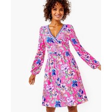 Lilly Pulitzer Carmilla Pink Isle Last Bud Not Least Dress Embroidered Trim Sz 8
