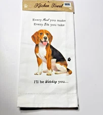 Beagle Dog Kitchen Towel Funny Quote Every Meal Every Bite Cotton 18"x26"
