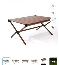Ozark Trail Aluminum Roll-Top Camping Table, Dark Brown New