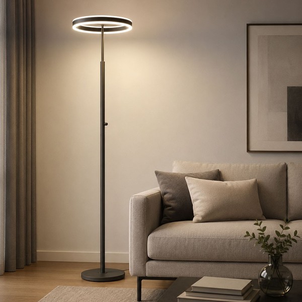 Stehlampe Stehleuchte Leselampe Esszimmerlampe Schwarz Verstellbar Led H 181 Cm-image
