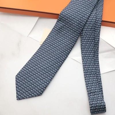 Hermes Silk Tie Navy Light Blue Geometric Pattern Unused | eBay