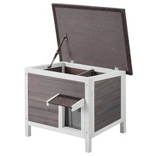 Wooden Outdoor Cat Shelter with PVC Door Flaps Waterproof Roof, 3-Level