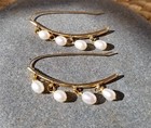 LG White 5mm Freshwater Pearl Earrings on Gold Tone Metal Boomerang Earrings Gif — photo 1