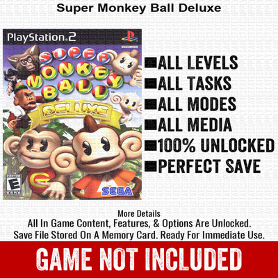 Super Monkey Ball Deluxe 100% PS2 Memory Card All CHEATS ITEMS