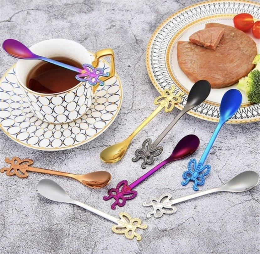 12 ложек-бабочек | пищевого класса | нержавеющая сталь | разные цвета - Изображение 2 из 4