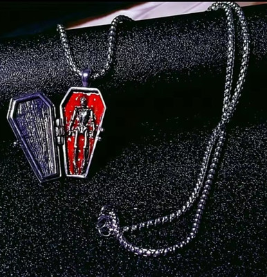 Sarg rot Halskette Gothic Tod Schmuck Vintage Silber Look Vampir Anhänger