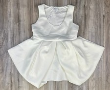 ASOS Design White Scoop Neck Pleated Mini Skater Dress Women’s US 14 Flowy NEW