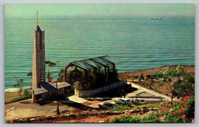 Wayfarers Chapel Rancho Palos Verdes CA Plastichrome Postcard 1950s-60s