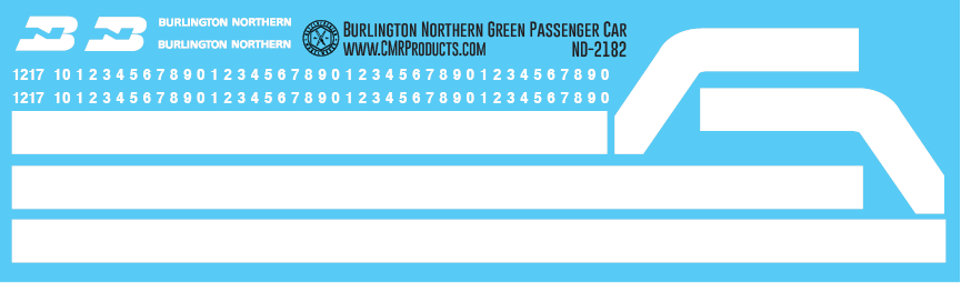 N Scale - Burlington Northern Green Passenger Car Decals