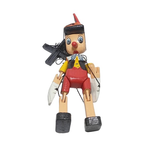 Pinocchio Handmade Wood Marionette Puppet Doll On A String Toy 10" Tall - Picture 7 of 20