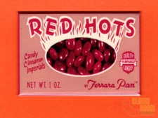 Vintage Red Hots candy box art 2x3" fridge/locker magnet Ferrara Pan