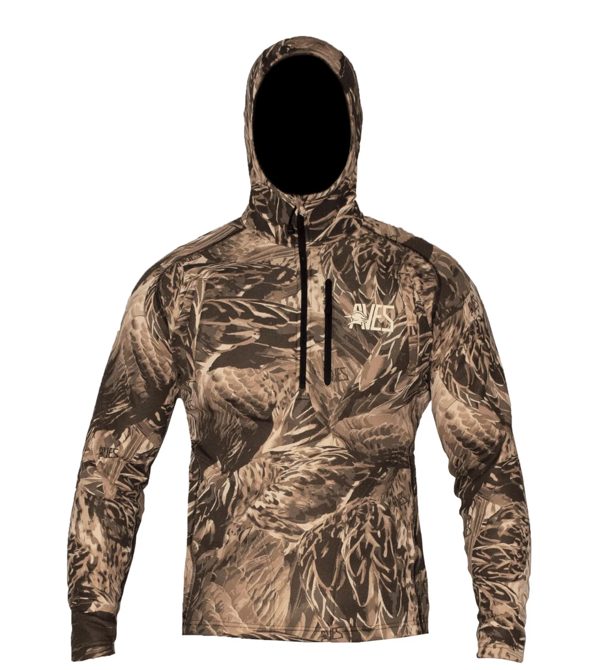 Aves Stratum 50 Half-Zip Hoodie Men's S Camo Brown Long Sleeves Drifter Jacket